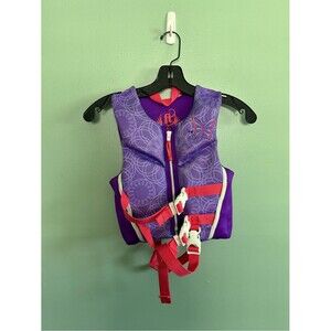 Full Throttle Purple Butterfly Swim Life Jacket Vest Pink Straps Medium 30-50lbs